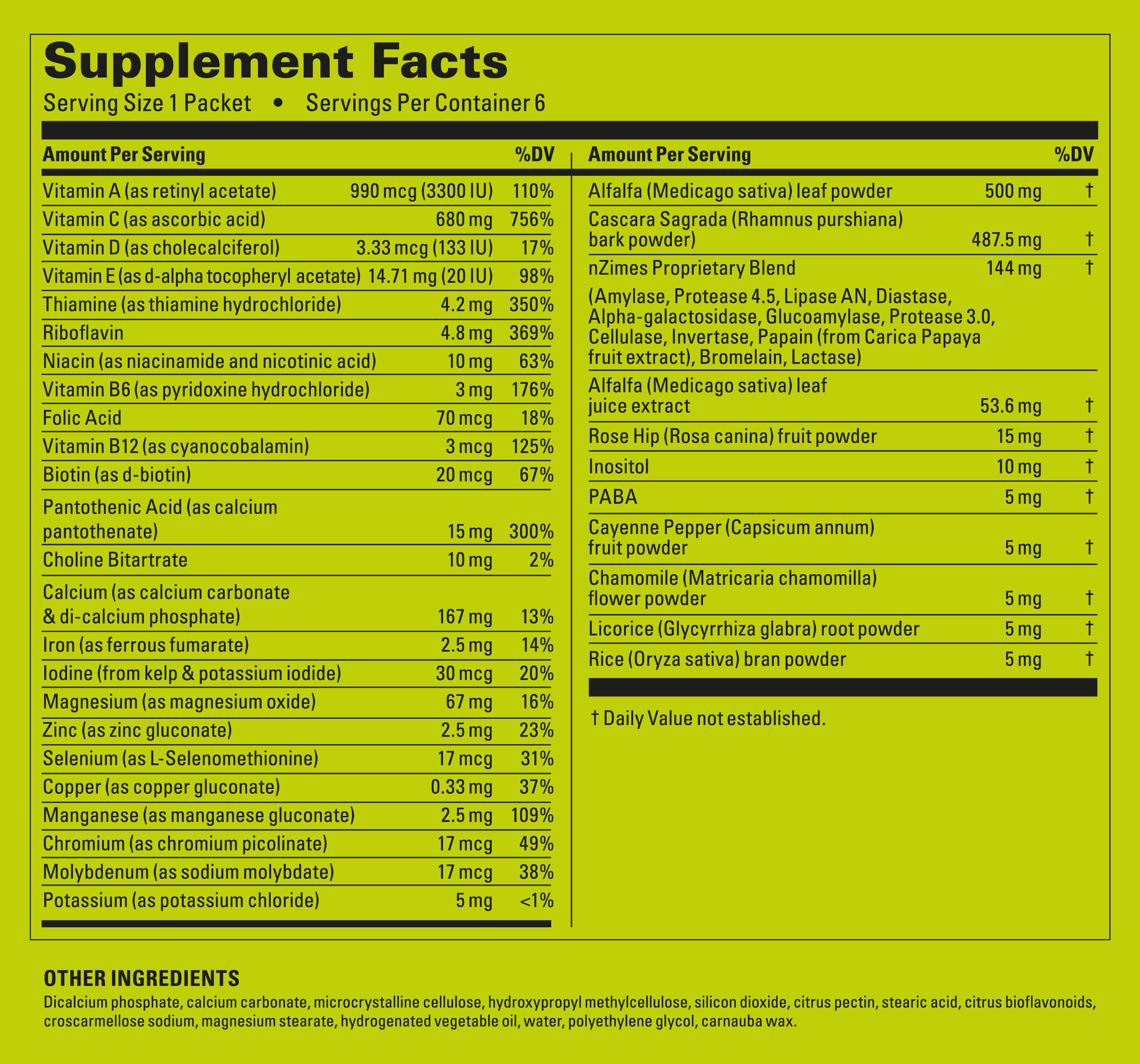 Supplement Label